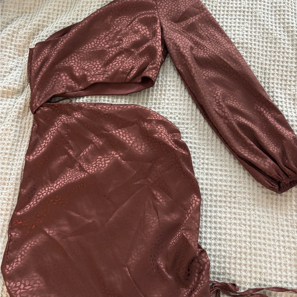 Urban Outfitters Brown Ruched One Shoulder Bodycon Dress